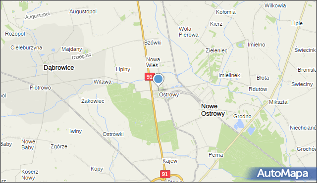 mapa Ostrowy, Ostrowy gmina Nowe Ostrowy na mapie Targeo